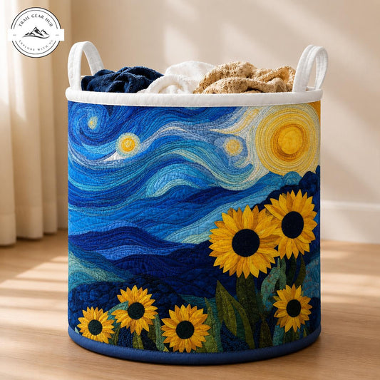 Van Gogh Starry Night & Sunflowers Quilted Laundry Basket TG30