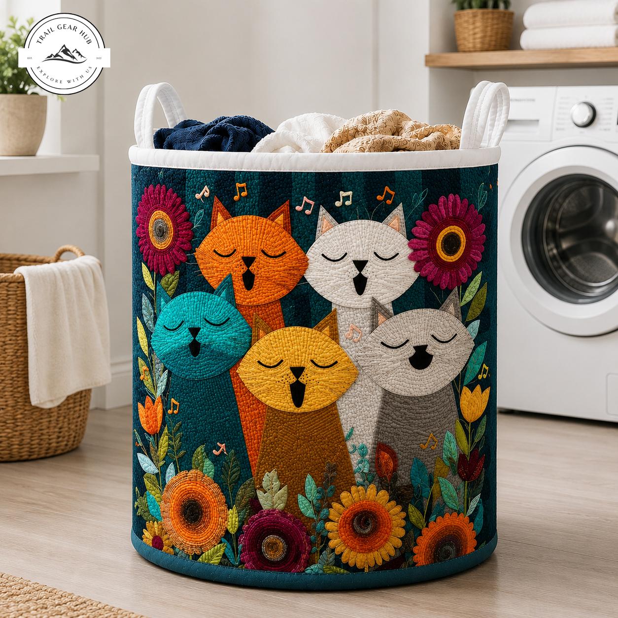 Colorful Cats Quilted Laundry Basket TG31