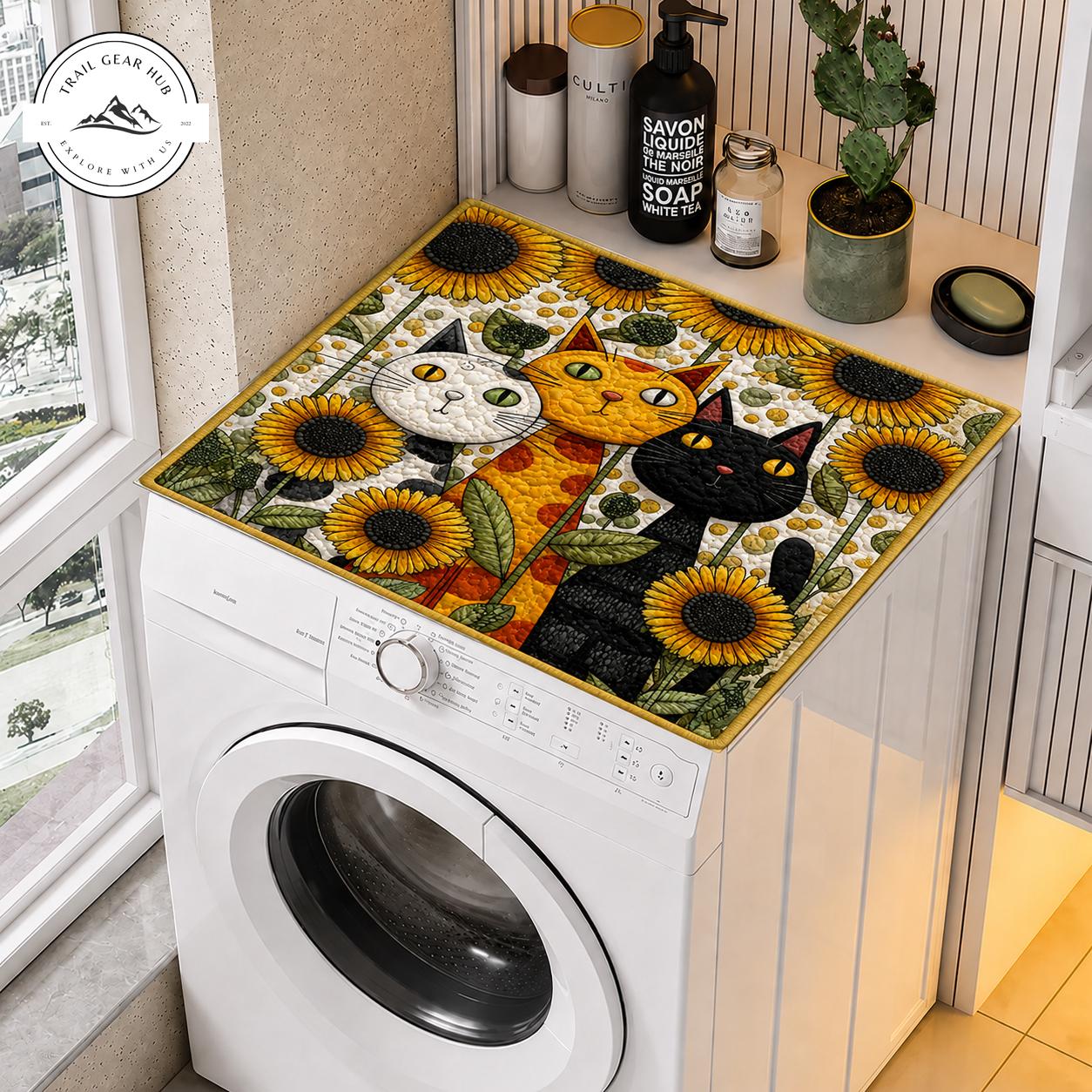 Cat and Sunflower Quilted Washing Machine Cover TG36QLTW