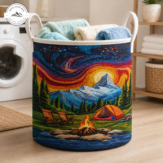 Camping Mountain Quilted Laundry Basket TG40
