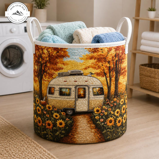 Vintage Camper Autumn Quilted Laundry Basket TG41