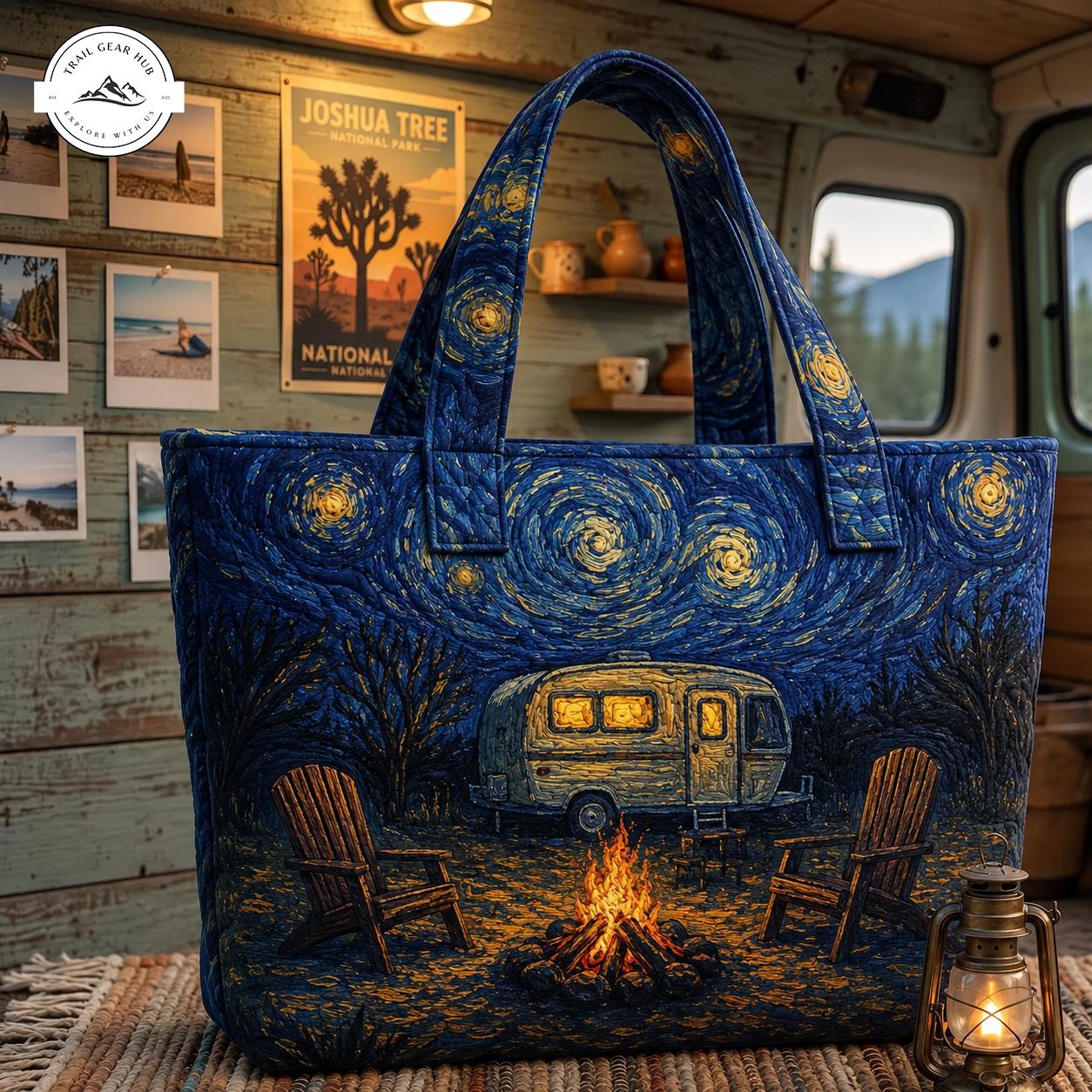 Starry Night Camping Quilted Tote Bag TG07