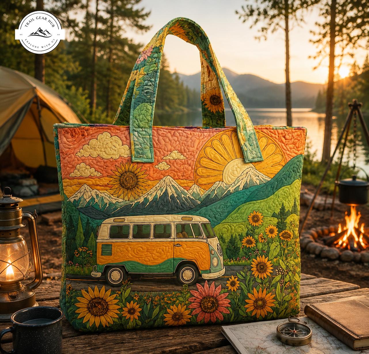 Boho Sunflower Quilted Tote Bag TG08