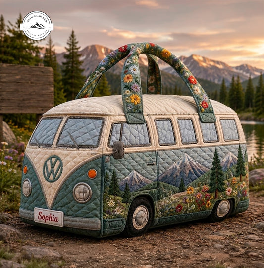 Mountain Camper Van Personalized Quilted Duffle Bag TG08
