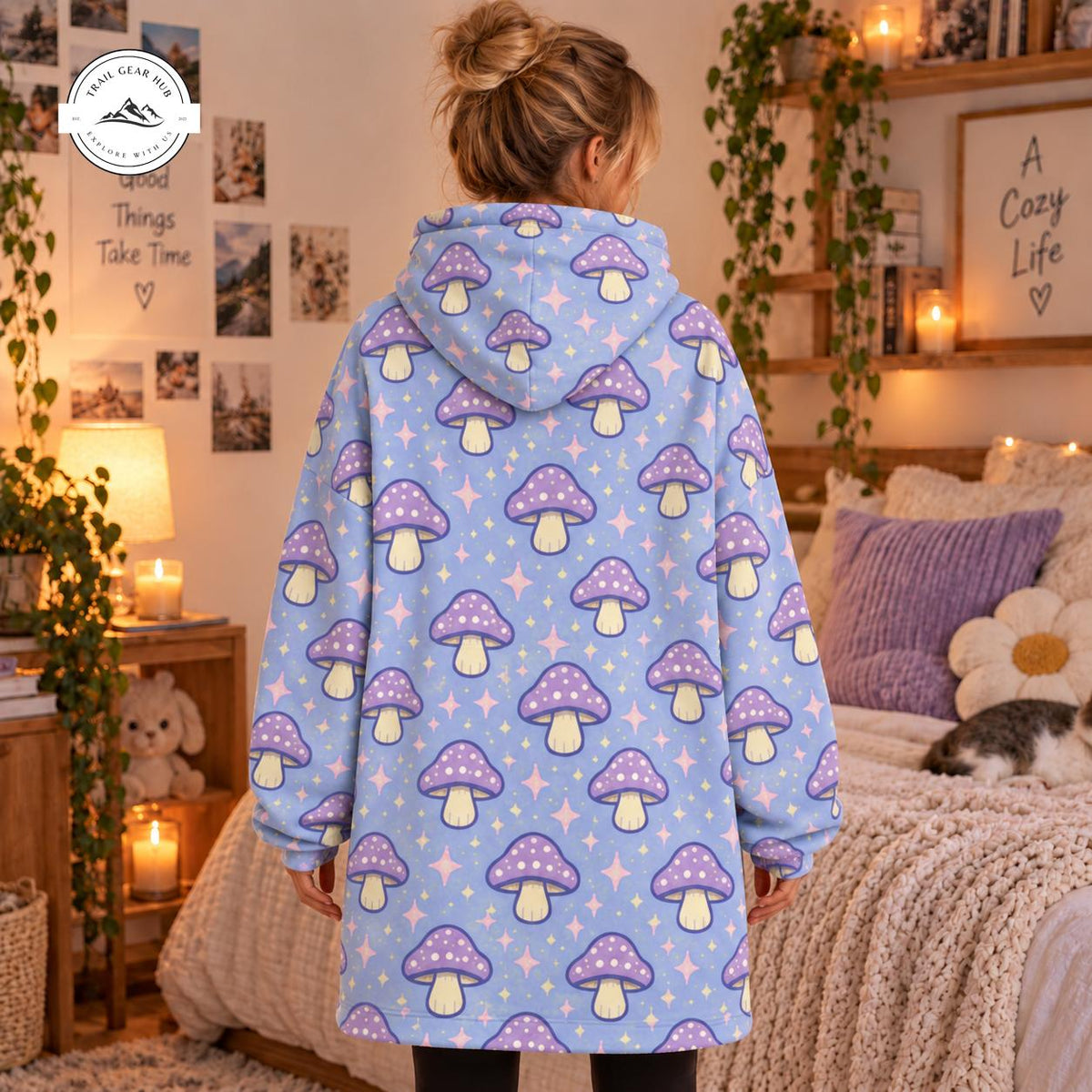 Cute Purple Mushroom Oversized Snug Hoodie TG20