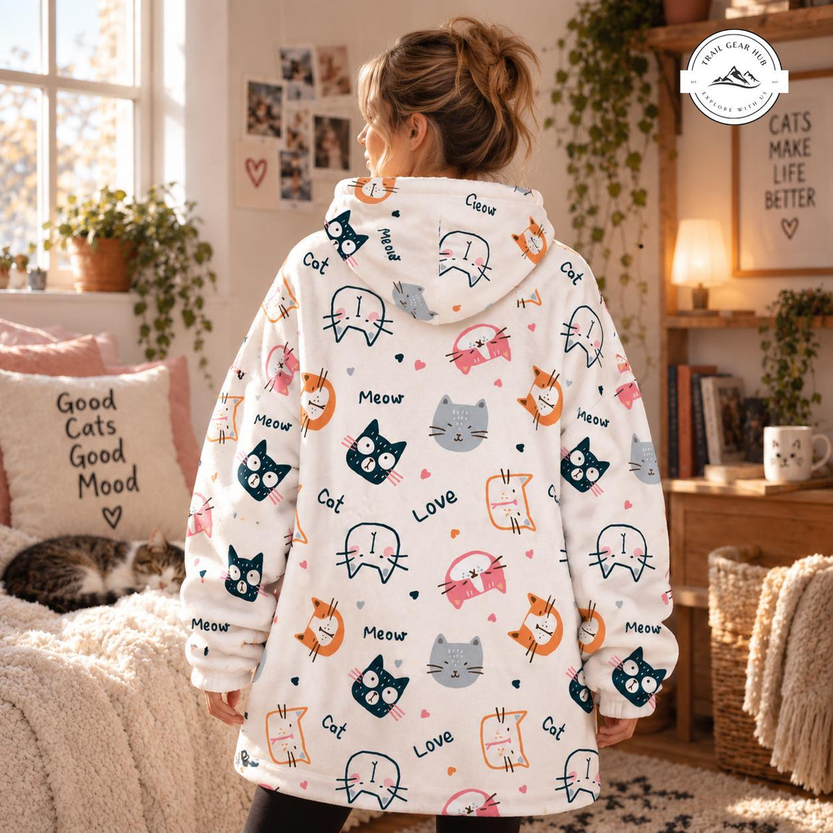 Cute Cat Pattern Snug Hoodie TG21