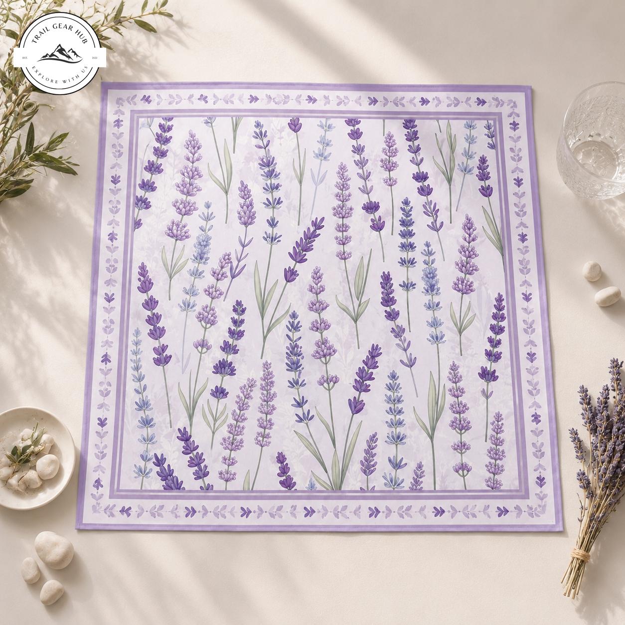 Lavender Floral Satin Square Scarf TG10
