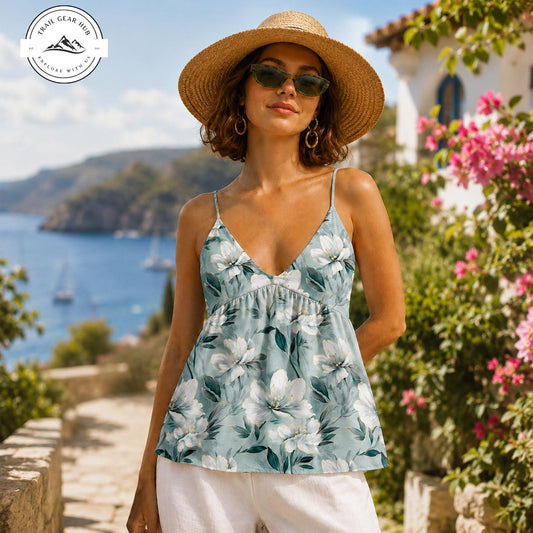 Vintage Floral Women Cami Peplum Top TG04