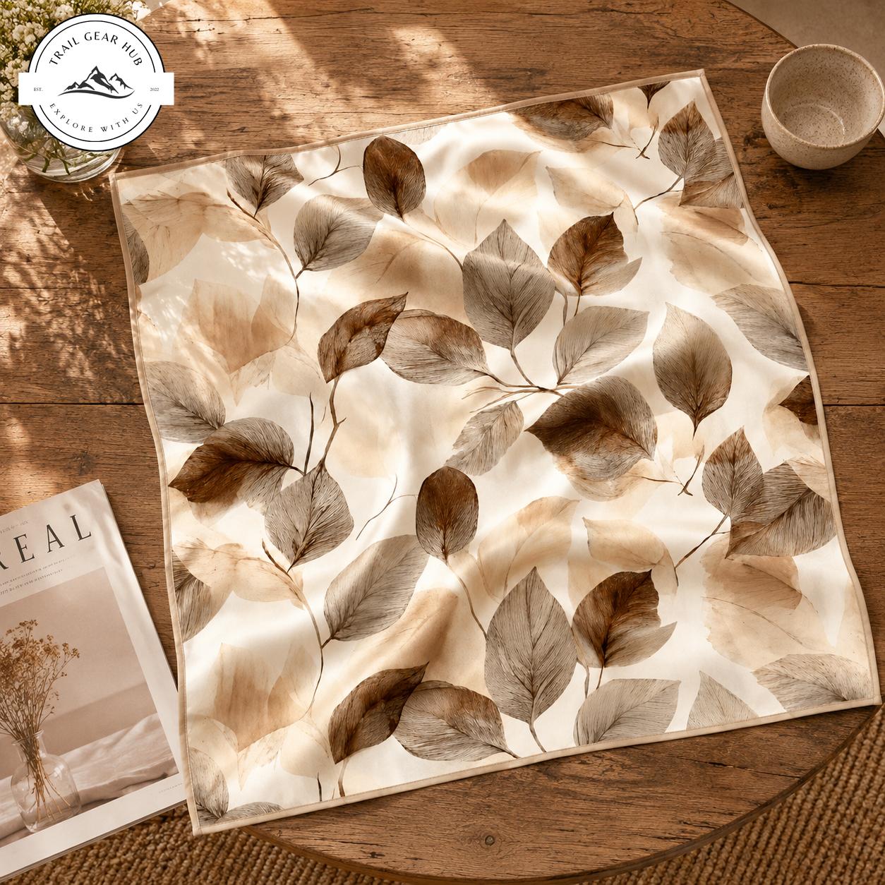 Botanical Leaf Satin Square Scarf TG05SSBD
