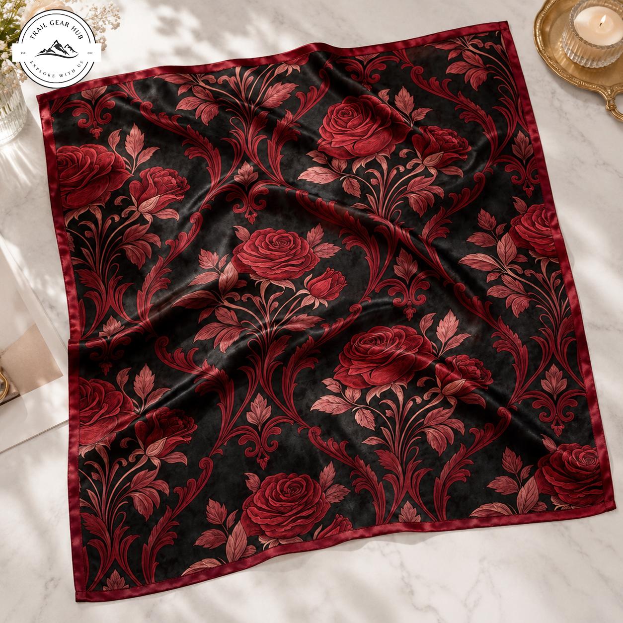 Vintage Rose Satin Square Scarf TG06SSBD