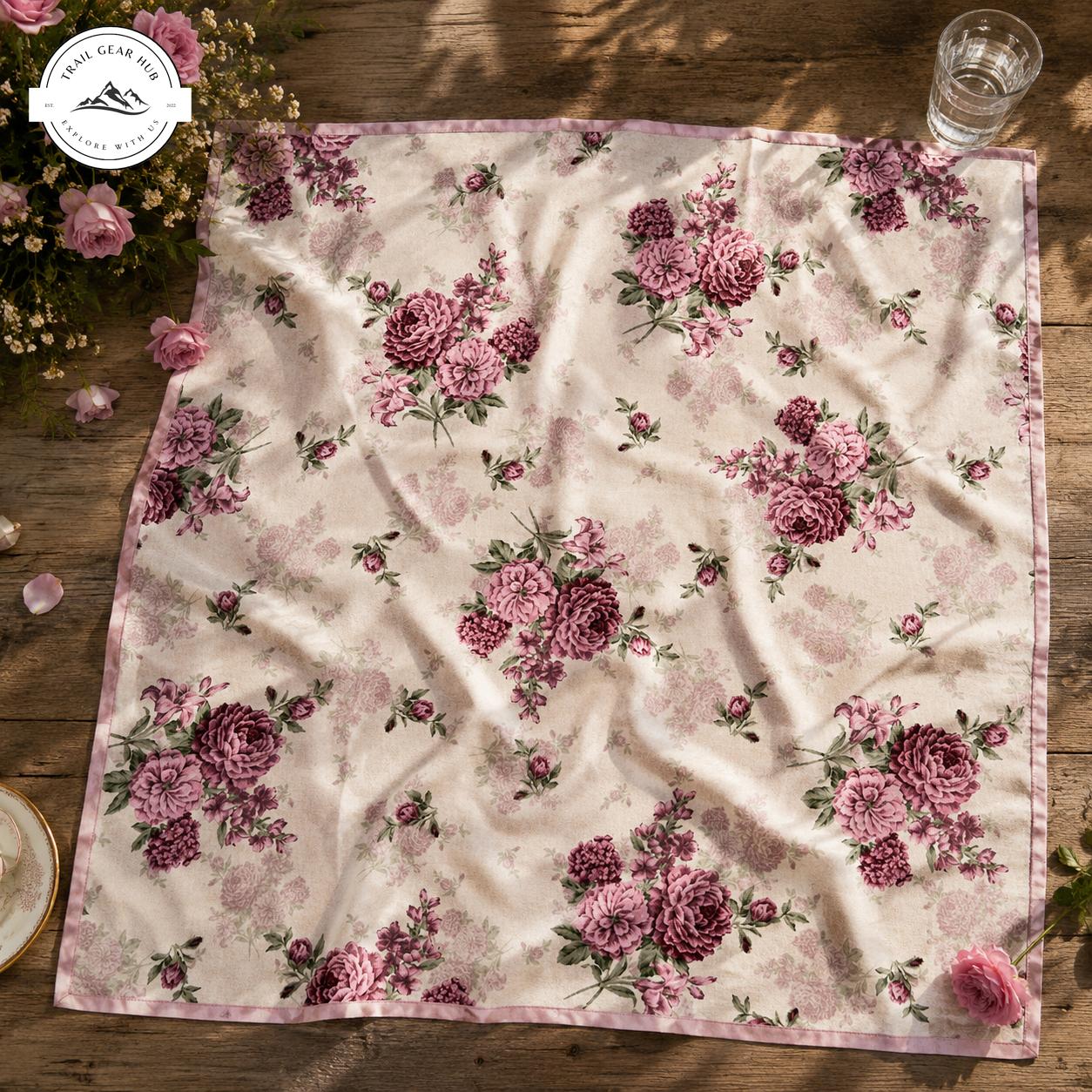 Romantic Rose Floral Satin Square Scarf TG08SSBD