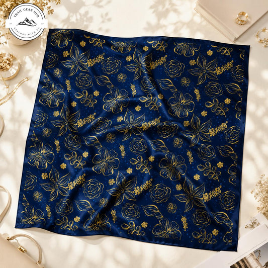 Floral Line Art Satin Square Scarf TG10SSBD