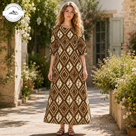 Bohemian Tribal Women's Mid Length Sleeve Dress TG12