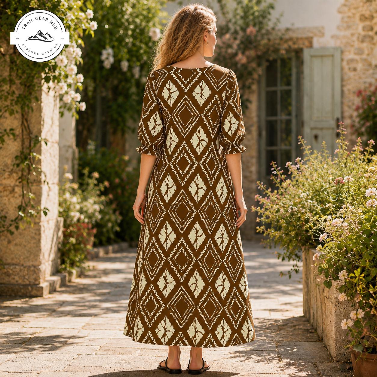 Bohemian Tribal Women's Mid Length Sleeve Dress TG12