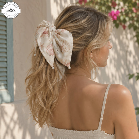 Ocean Theme Coastal Satin Pearl Hair Tie TG07SPHT