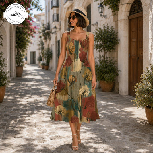Vintage Floral Printed Women's Vest Dress TG11