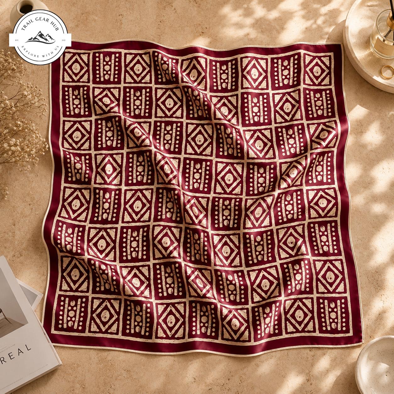 Bohemian Tribal Print Satin Square Scarf TG12SSBD