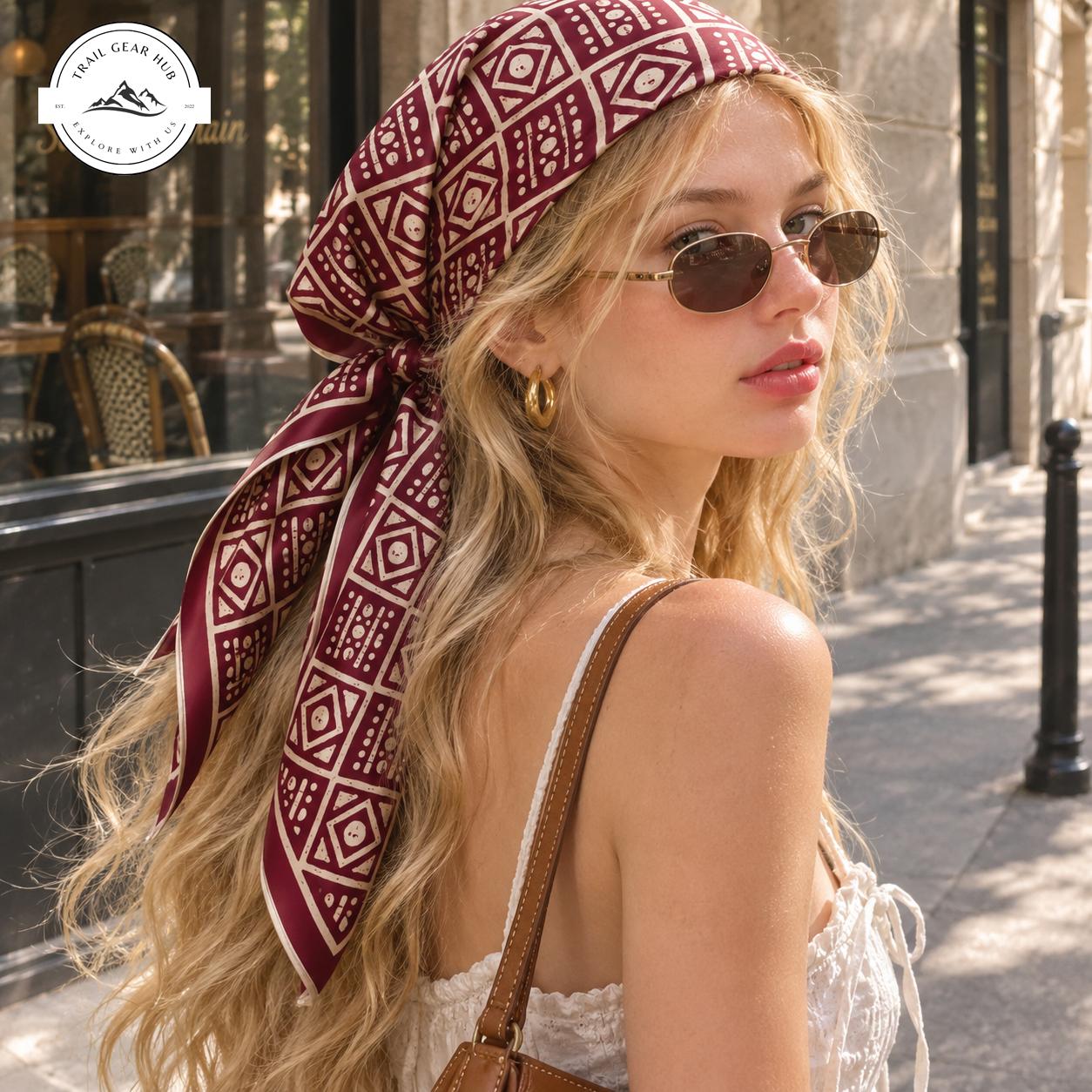 Bohemian Tribal Print Satin Square Scarf TG12SSBD