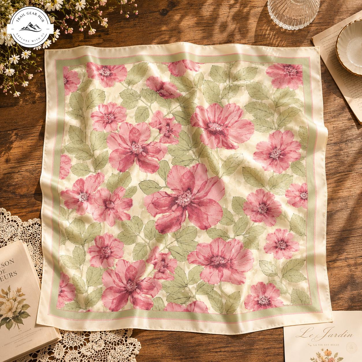 Vintage Boho Garden Party Satin Square Scarf TG10SSBD