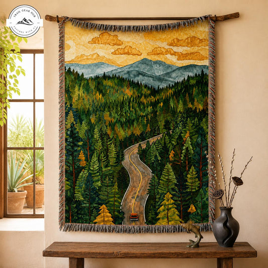 Scenic Mountain Road Woven Throw Blankets TG10