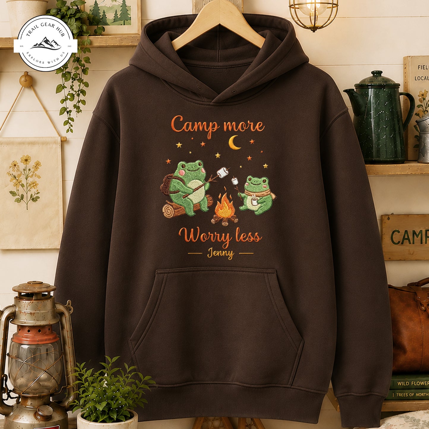 Take a Hike Worry Less  Personalized Embroidered T-Shirt Sweatshirt Hoodie TN01
