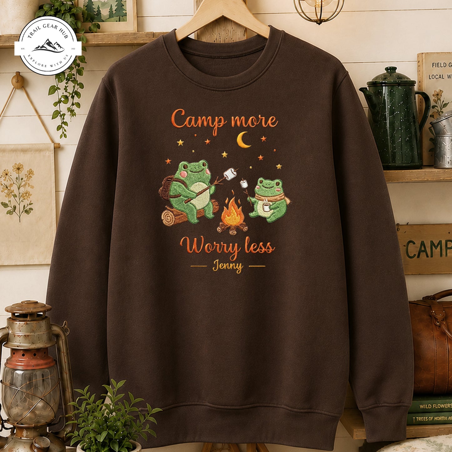 Take a Hike Worry Less  Personalized Embroidered T-Shirt Sweatshirt Hoodie TN01
