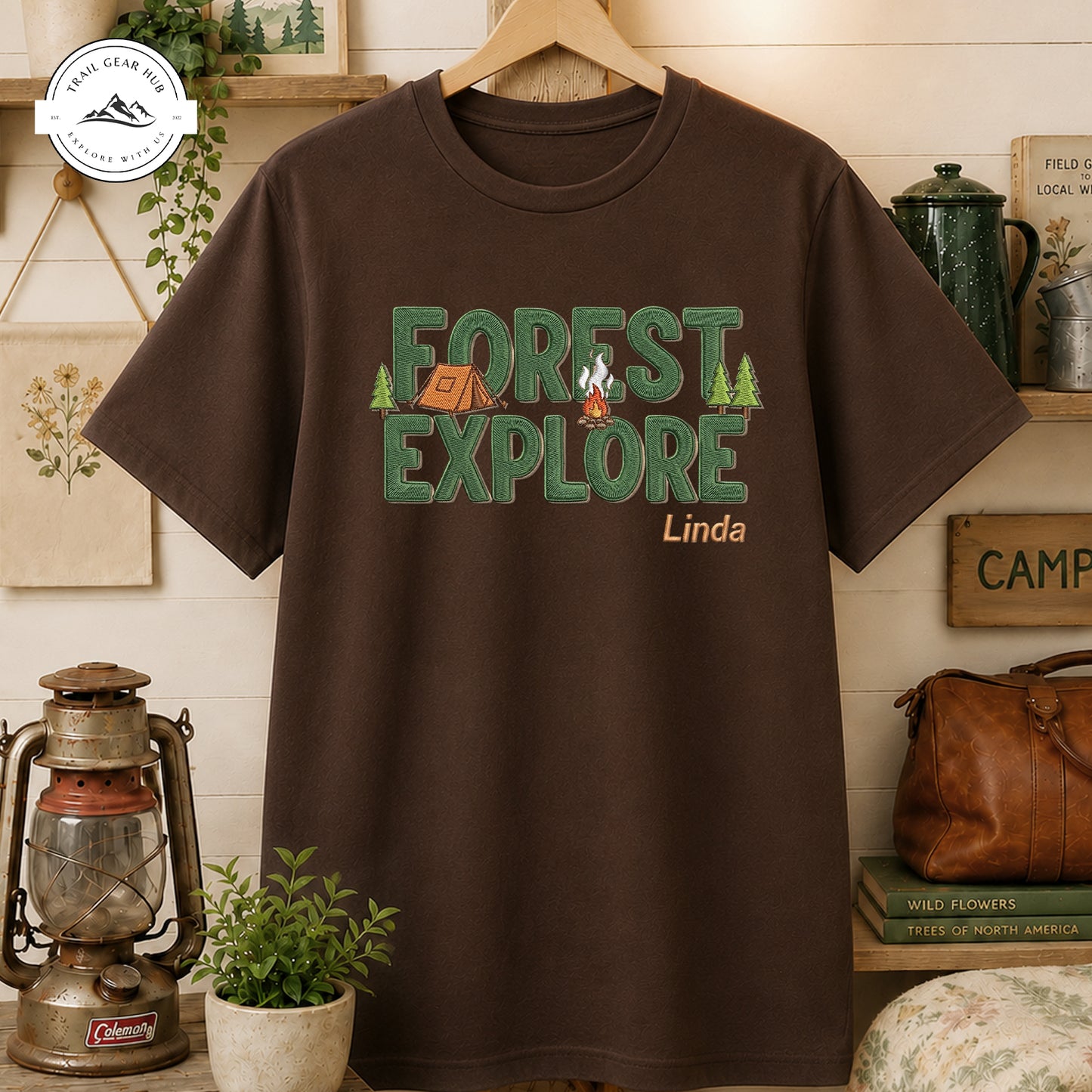 Forest Explore Camping Personalized Embroidered T-Shirt Sweatshirt Hoodie TN02