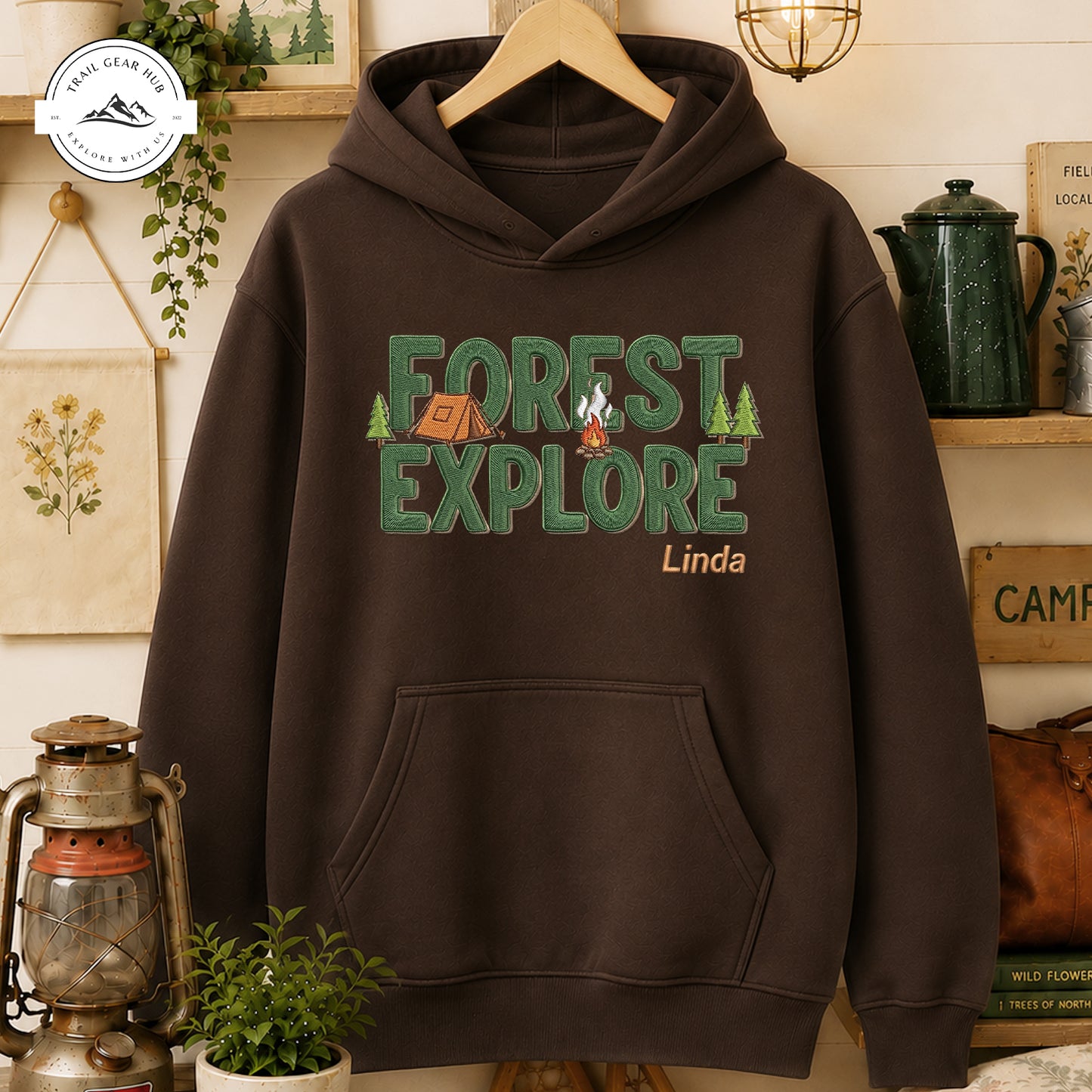 Forest Explore Camping Personalized Embroidered T-Shirt Sweatshirt Hoodie TN02
