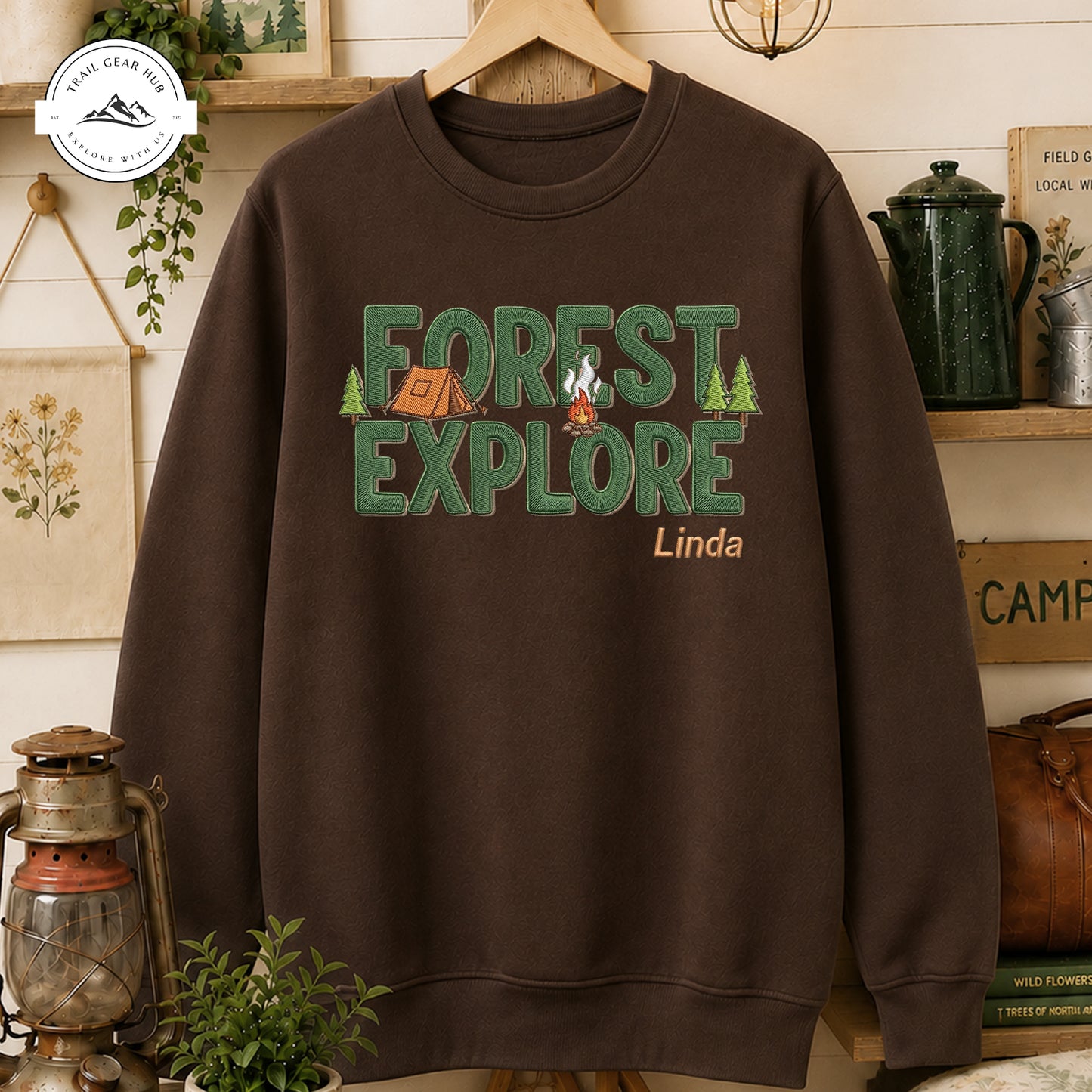 Forest Explore Camping Personalized Embroidered T-Shirt Sweatshirt Hoodie TN02