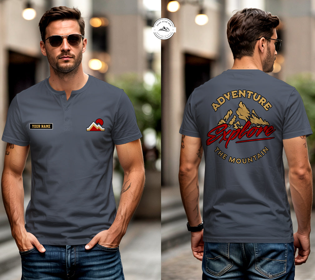 Adventure Explore The Mountain Outdoor Henley Shirt TN02
