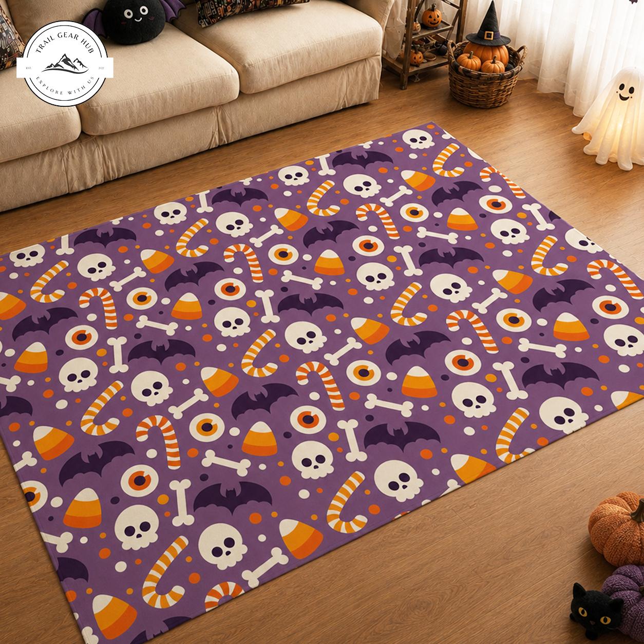 Cute Black Cat Halloween Area Rug TN5