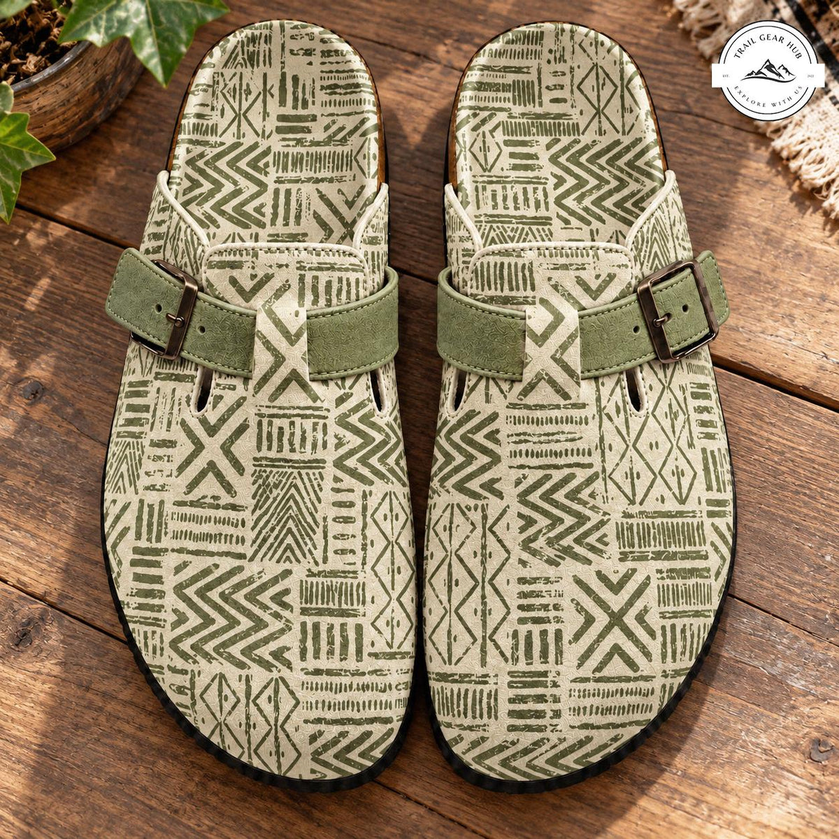 Boho Style Patterned Suede Mules Slippers TN11
