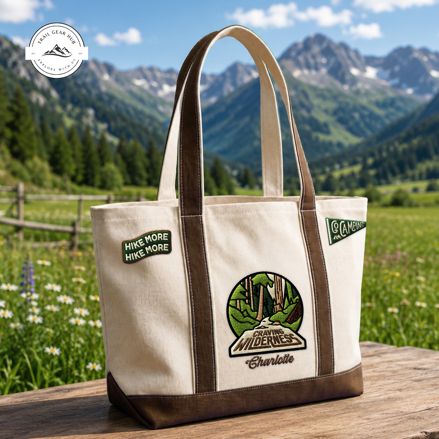 Craving Wilderness Personalized Embroidered Canvas Tote Bag TN02