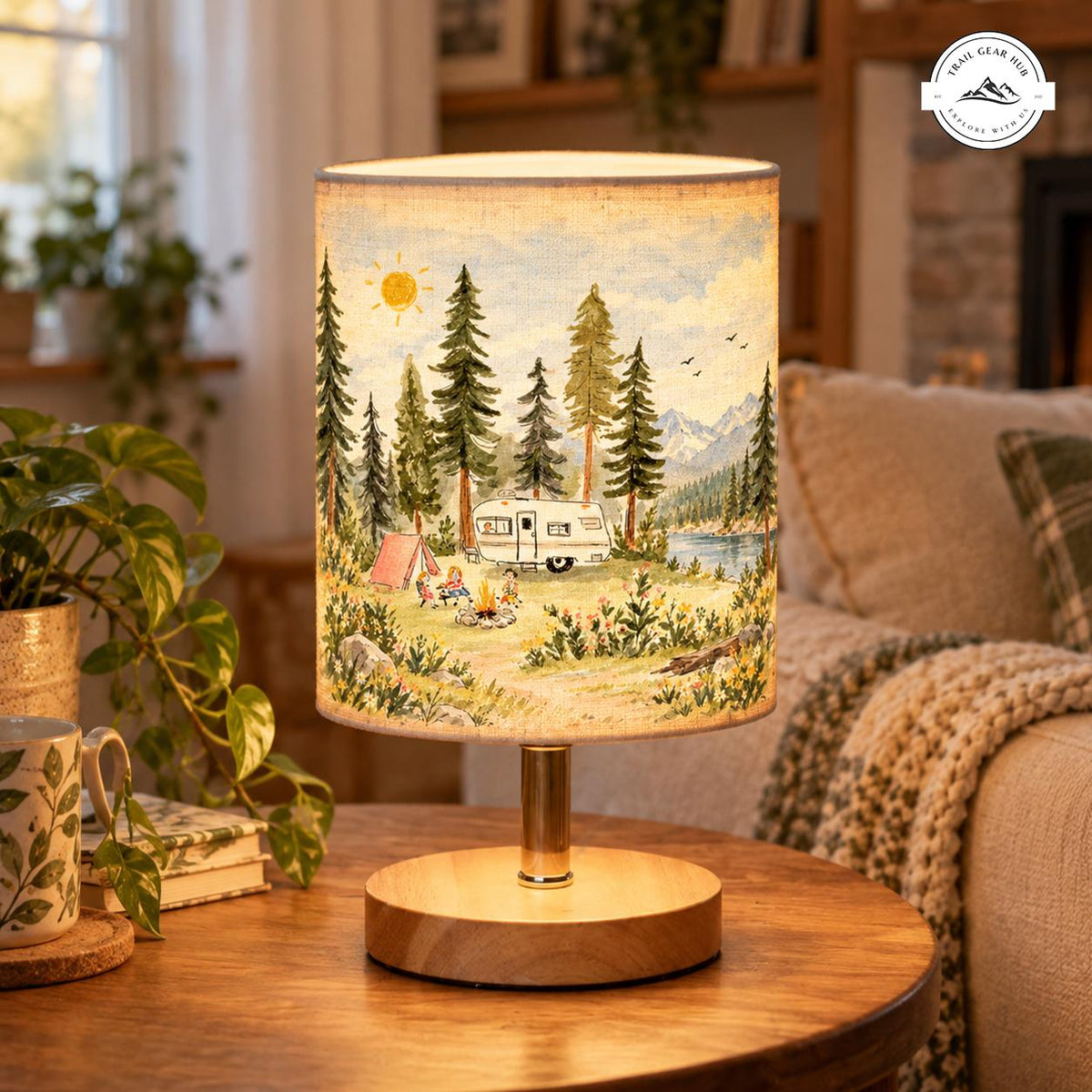Cozy Forest Camper Fabric Lamp TN05