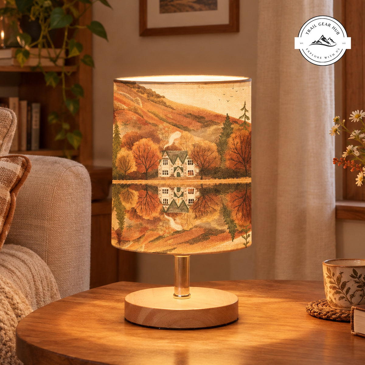 Cozy House & Reflection Printed Fabric Lamp TN07