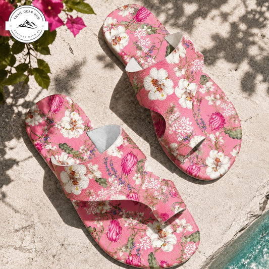 Tropical Pink Floral Open Toe Sandals TN04