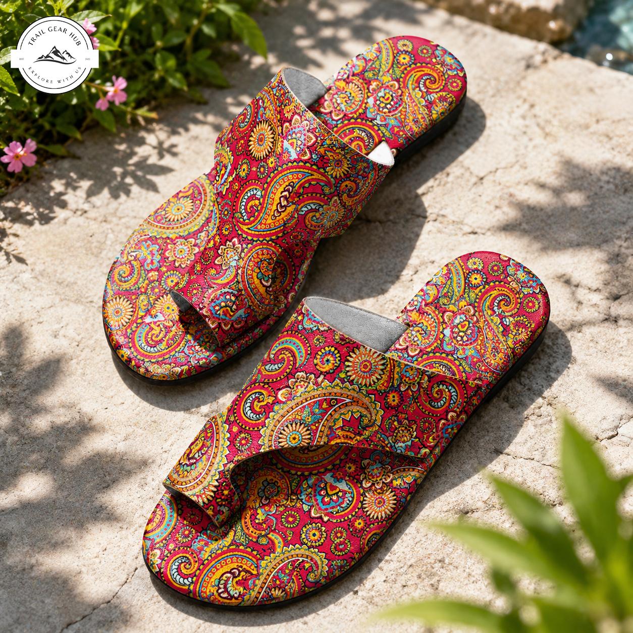 Boho Paisley Pattern Open Toe Sandals TN16