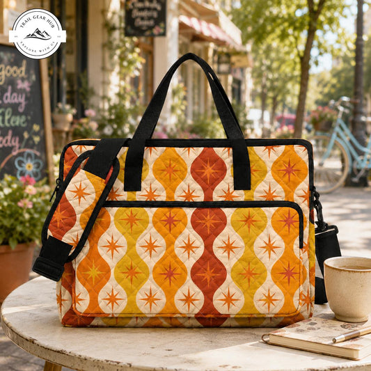 Retro Atomic Starburst Quilted Laptop Bag TN02