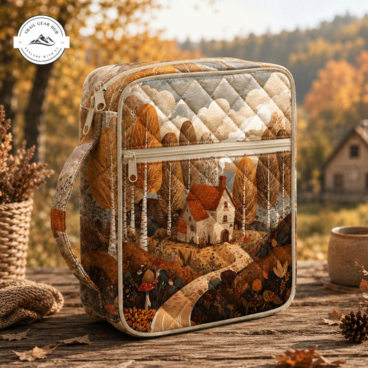 Autumn Cottage Quilted Bible Cover TN09