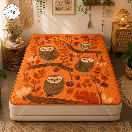 Cozy Autumn Owl Quilted Mattress Cover TN59QLTMTC