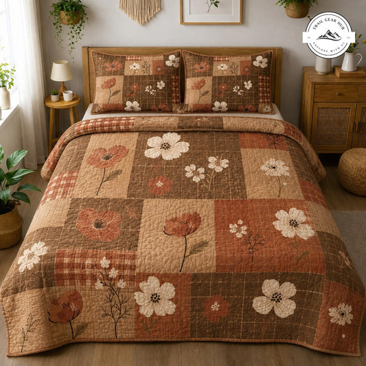 Rustic Floral Patchwork Quilted Bedding Set TN93