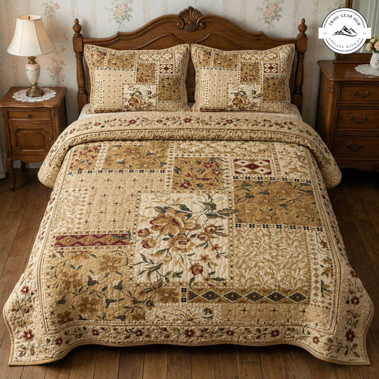 Traditional Floral Patchwork Quilted Bedding Set TN103