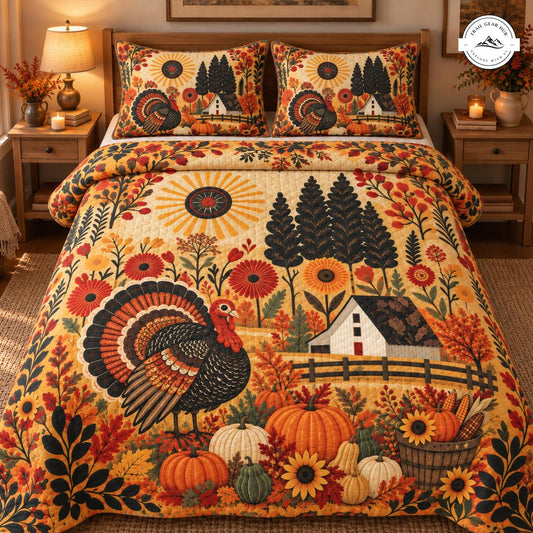 Country Farmhouse Autumn Quilted Bedding Set TN129