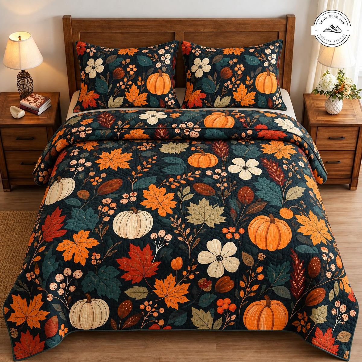 Cozy Autumn Floral Quilted Bedding Set TN130