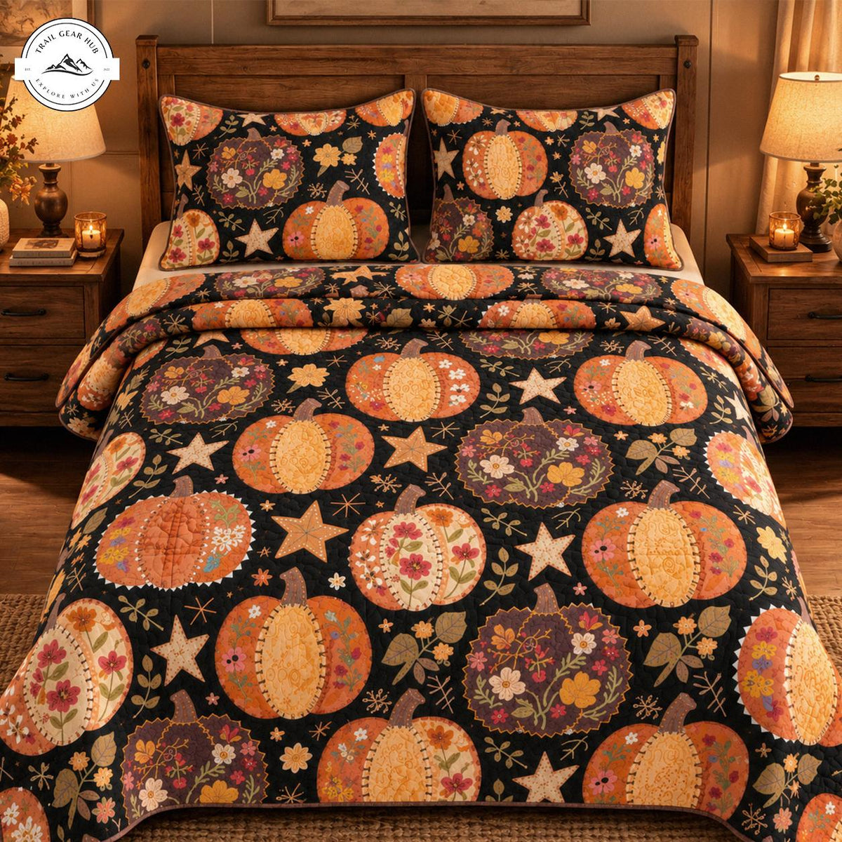 Patchwork Pumpkin Floral Quilted Bedding Set TN171