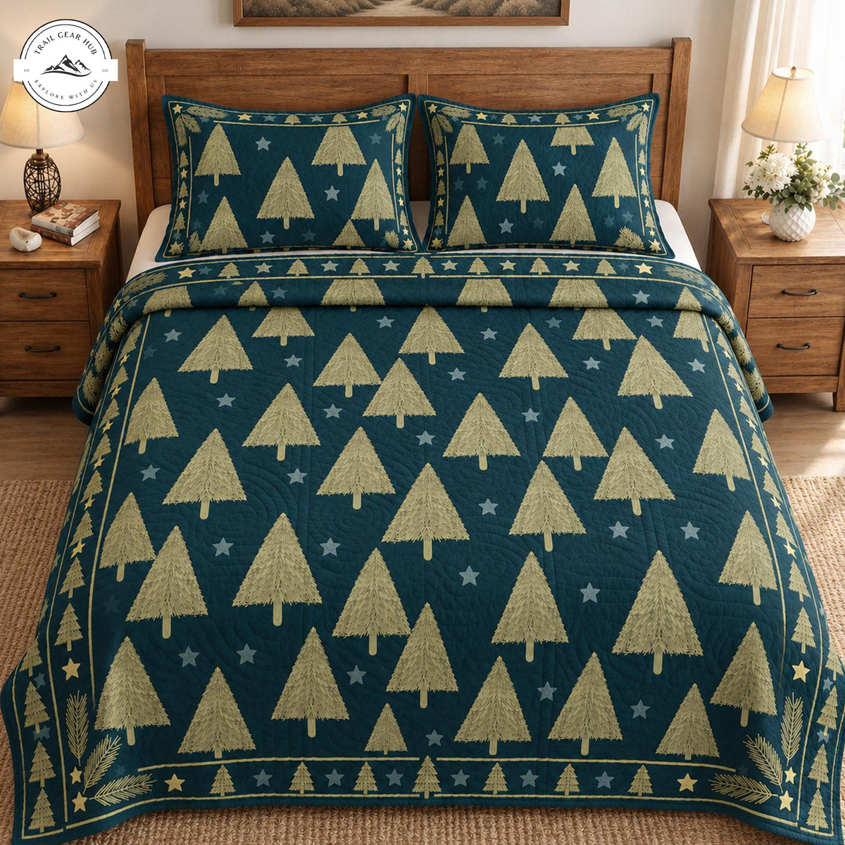 Festive Pine Tree Quilted Bedding Set TN186