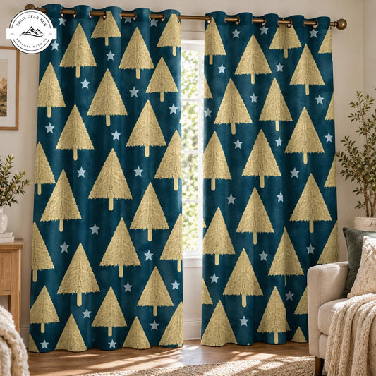 Festive Pine Tree Grommet Curtains TN186GRMCT