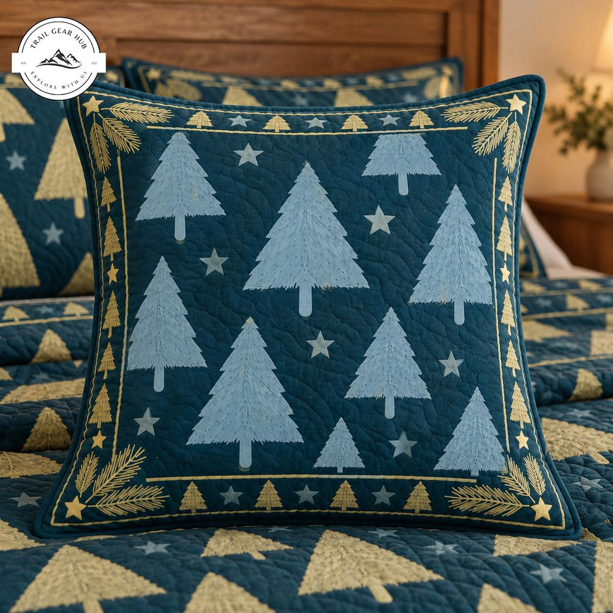 Festive Pine Tree Quilted Pillow Cover TN186QLTPLC