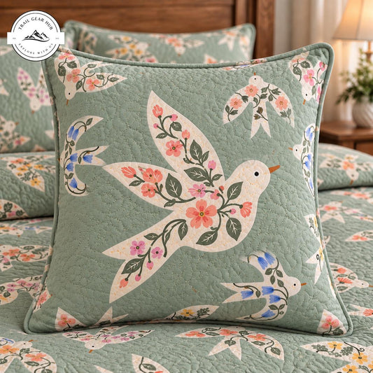 Vintage Botanical Floral Quilted Pillow Cover TN188QLTPLC