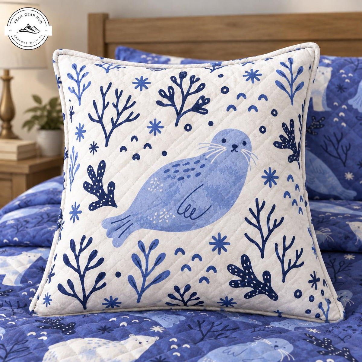 Polar Bear & Seal Quilted Pillow Cover TN199QLTPLC